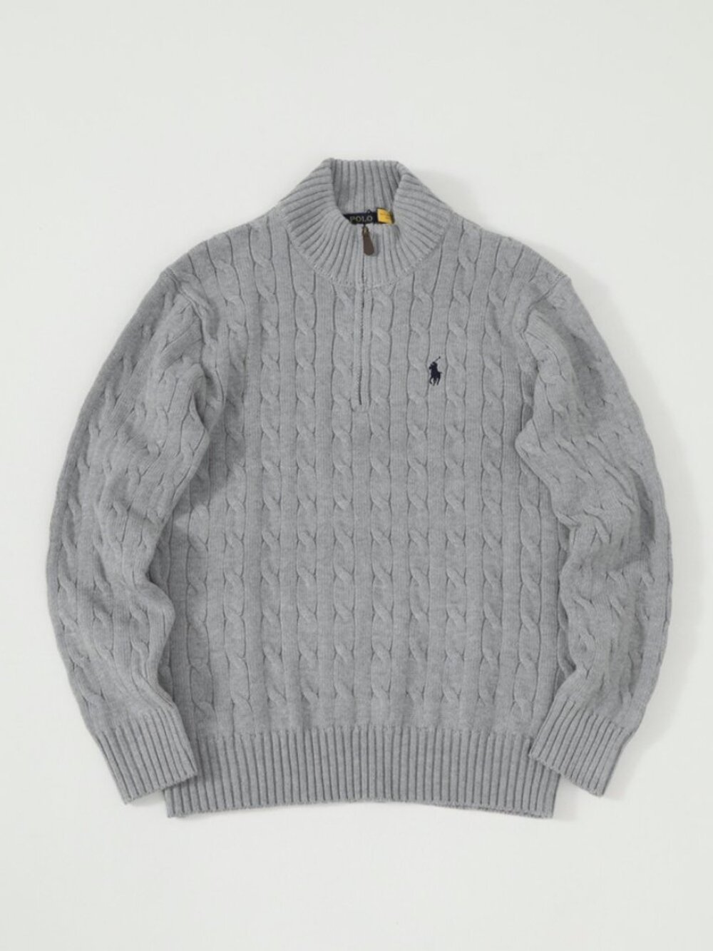 Polo Ralph Lauren Gray Cable Knit Quarter Zip